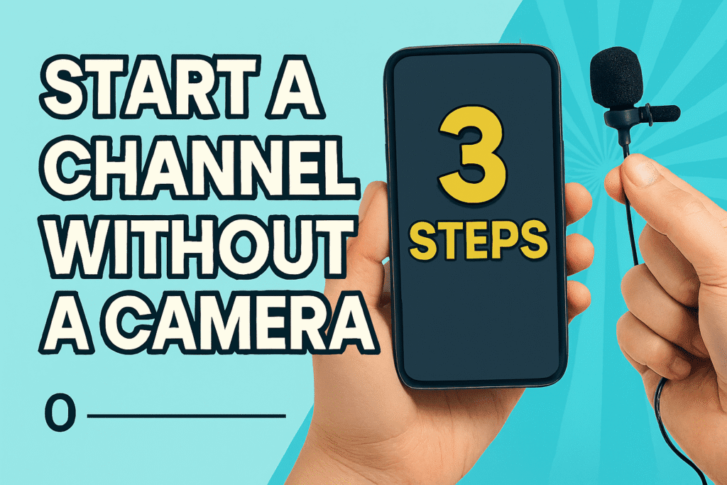 صورة مصغرة لليوتيوب تحتوي على نص عريض "3 خطوات" وصور للهاتف الذكي والميكروفون.