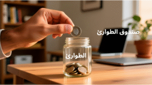 يد تتمسك هاتفًا بتطبيقات ذكية تستخدم العمل الحر، مع لابتوب مفتوح وكوب قهوة على مكتب خشبي تحت إضاءة نافذة صباحية.