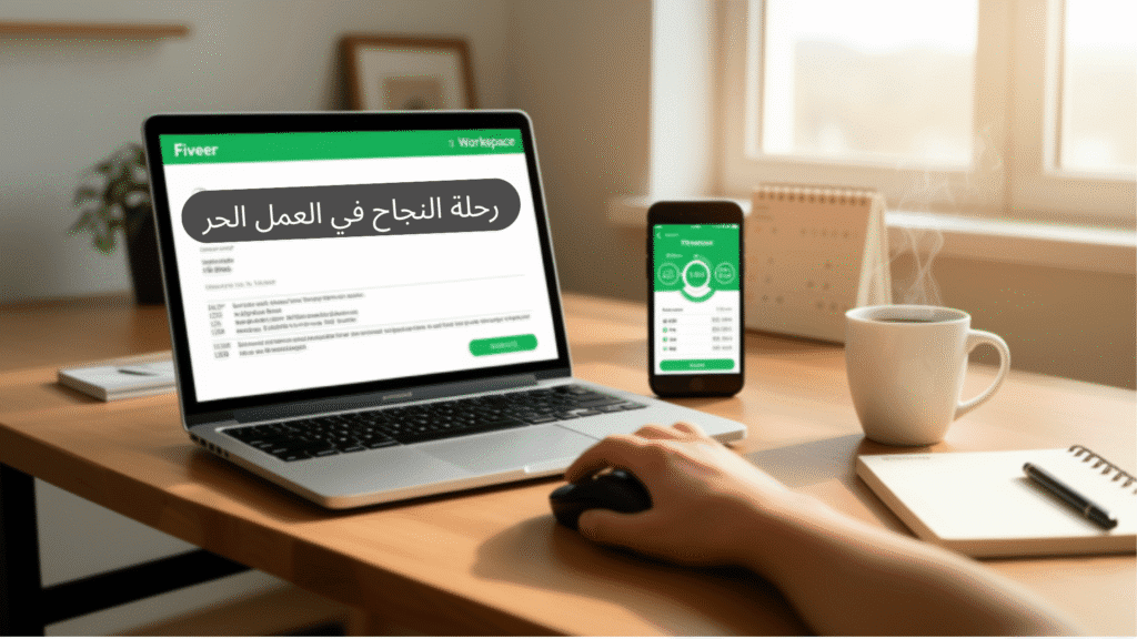 شاب عربي يعمل على اللابتوب في غرفة بسيطة