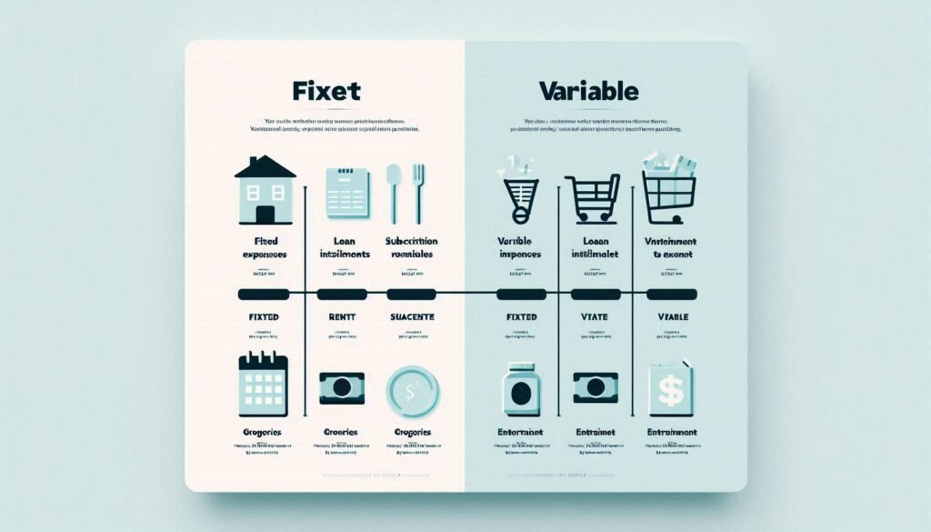 جدول بصري يوضح المصروفات الثابتة والمتغيرة.