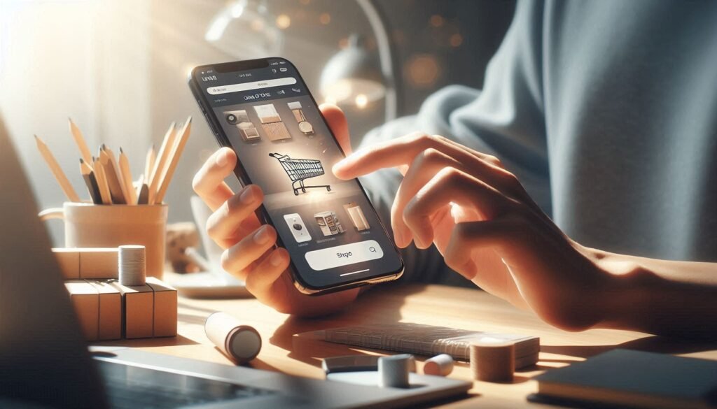 متجر إلكتروني منزلي يظهر على الهاتف، دليل إنشاء متجر إلكتروني ناجح من الصفر.