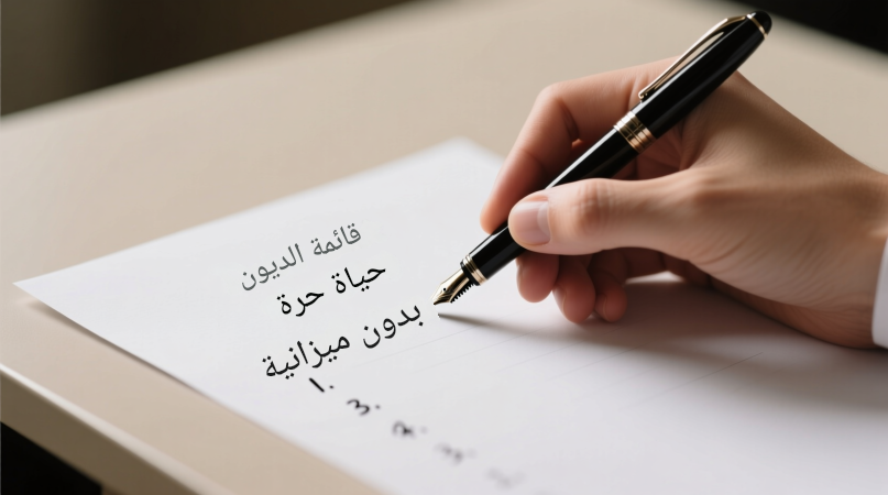 يد تكتب ميزانية صفرية وخطة سداد الديون خطوة بخطوة.