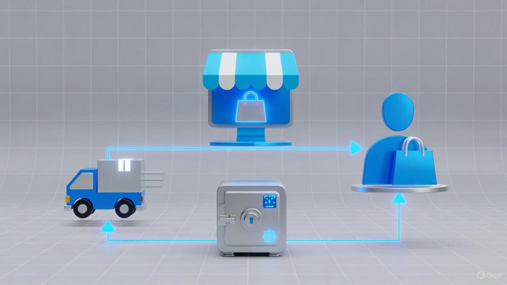 إنفوجرافيك يوضح دورة عمل الدروبشيبينغ من الطلب حتى الشحن.