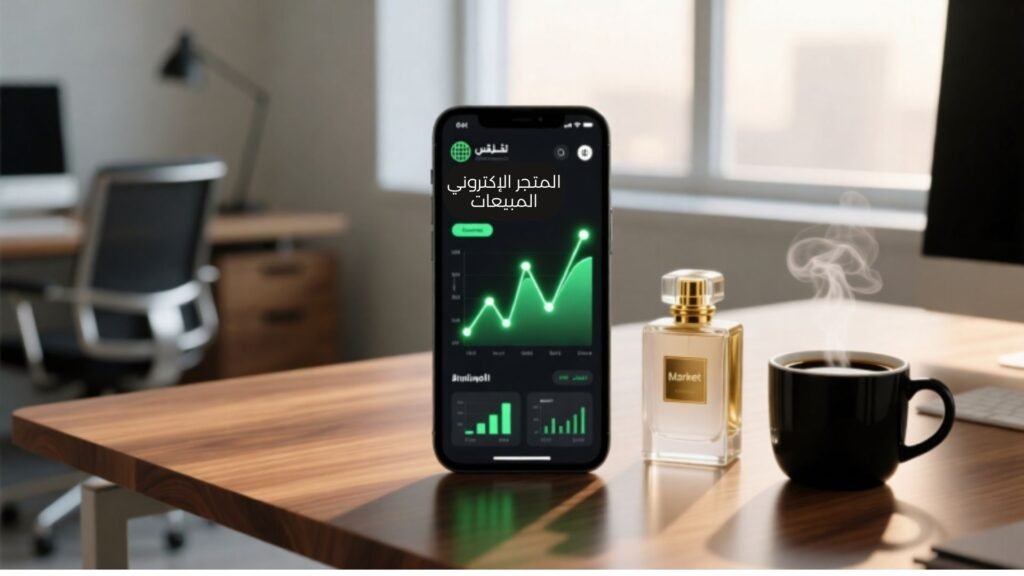 واجهة متجر إلكتروني سعودي حديثة تعرض إحصائيات البيع