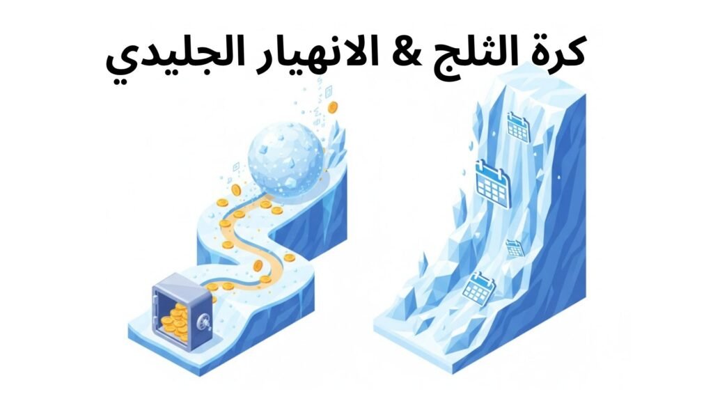مقارنة مرئية بين استراتيجية كرة الثلج والانهيار الجليدي لسداد الديون.