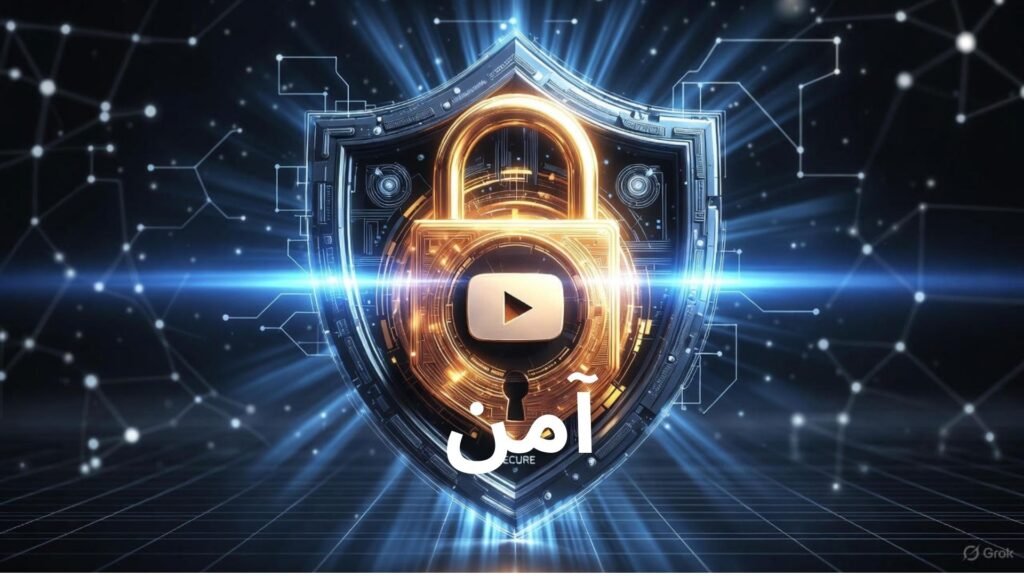 درع رقمي يحمي شعار قناة يوتيوب من الفيروسات والقرصنة.