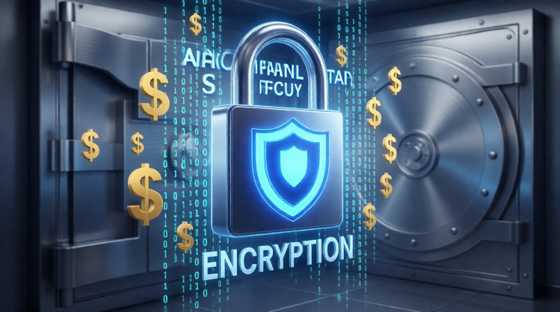 قفل رقمي يحمي البيانات المالية الرقمية.