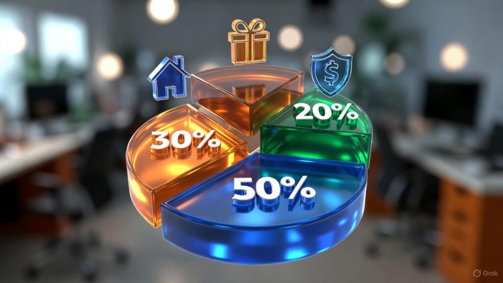 تقسيم الميزانية الشخصية وفق قاعدة 50/30/20.