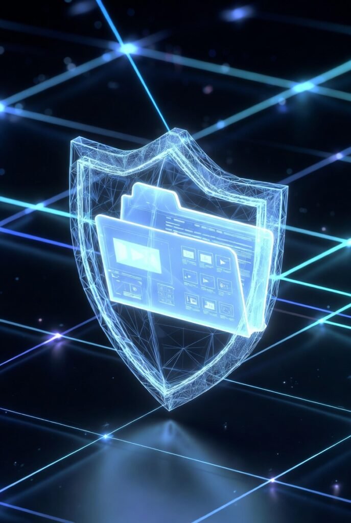 درع حماية رقمي يرمز للأمان في شروط الربح من يوتيوب