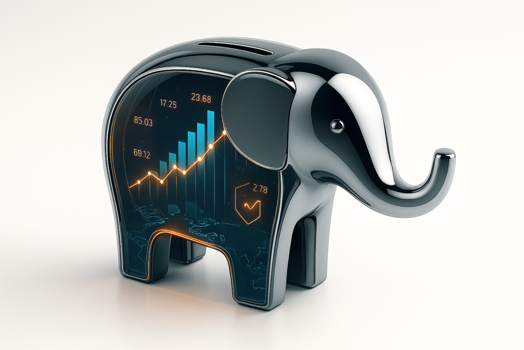 حصالة على شكل فيل حديثة تجمع بيانات وأرباح رقمية
