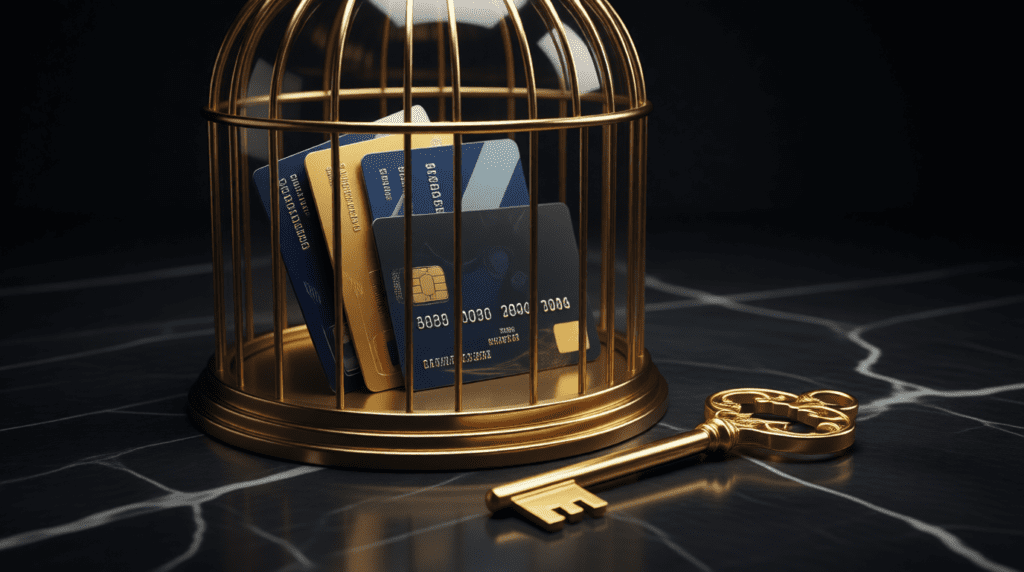 صورة توضح فخ الديون الاستهلاكية وfinancial-liberation.com