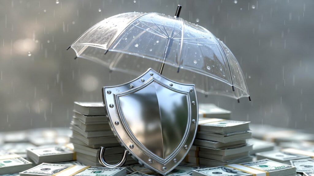 درع حماية مالي يرمز لدرع الطوارئ والأمان