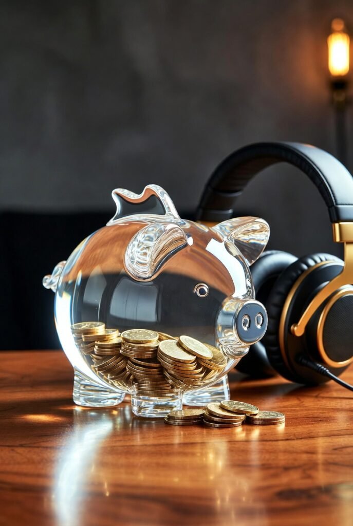 حصالة دلفين حديثة ترمز لادخار الأرباح المحققة من أسباب الربح من البودكاست.