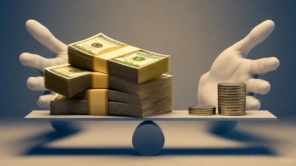 رسم توضيحي يوضح استهلاك الديون لنسبة كبيرة من الدخل الشهري قبل بدء خطة التغيير.