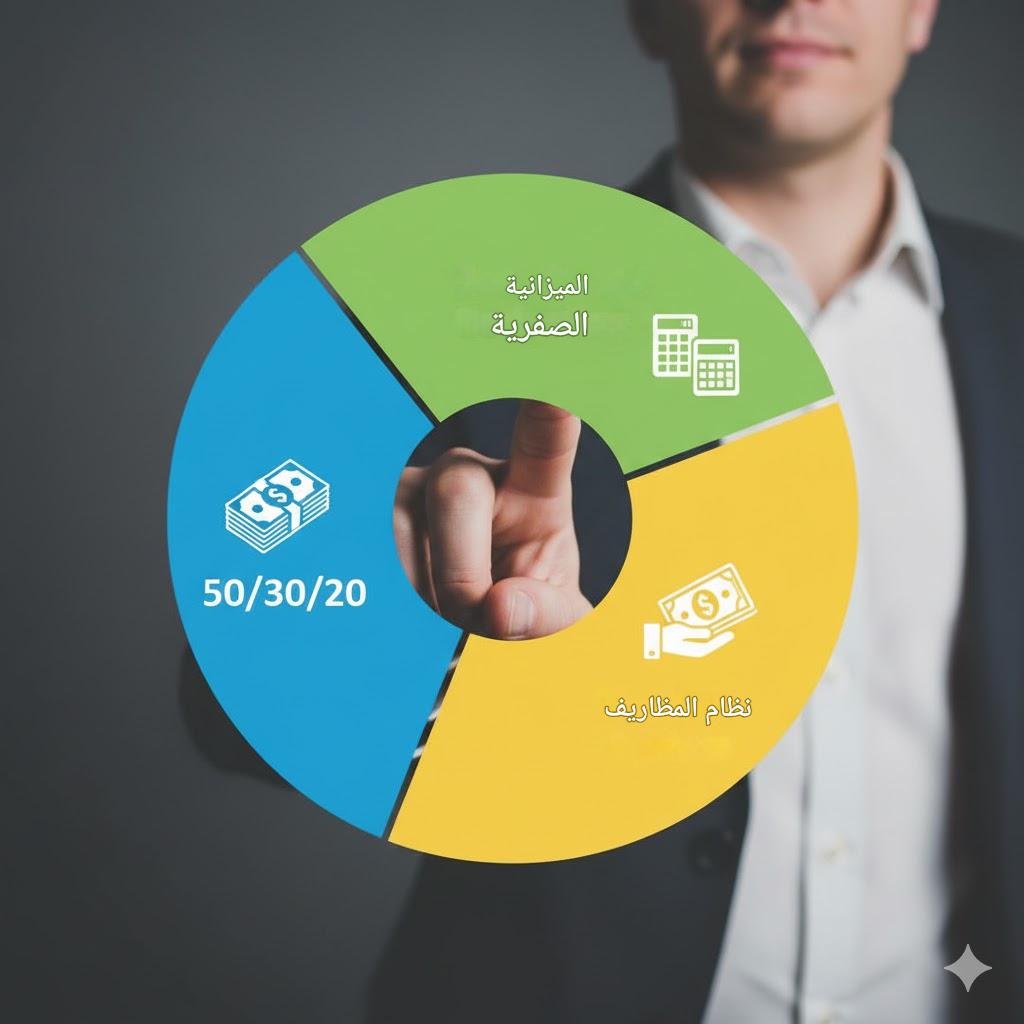 تطبيق قاعدة 50/30/20 لتنظيم الميزانية الشخصية وتوزيع الدخل بين الاحتياجات والديون والادخار.