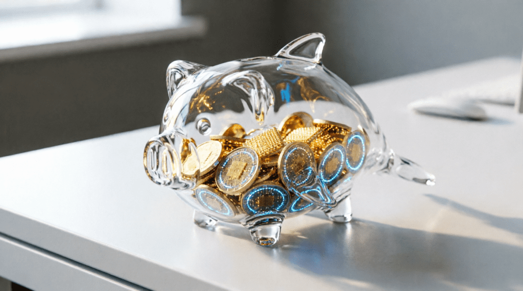 رموز بصرية تعبر عن النمو المالي (Financial Growth) المحقق من وظائف الذكاء الاصطناعي.